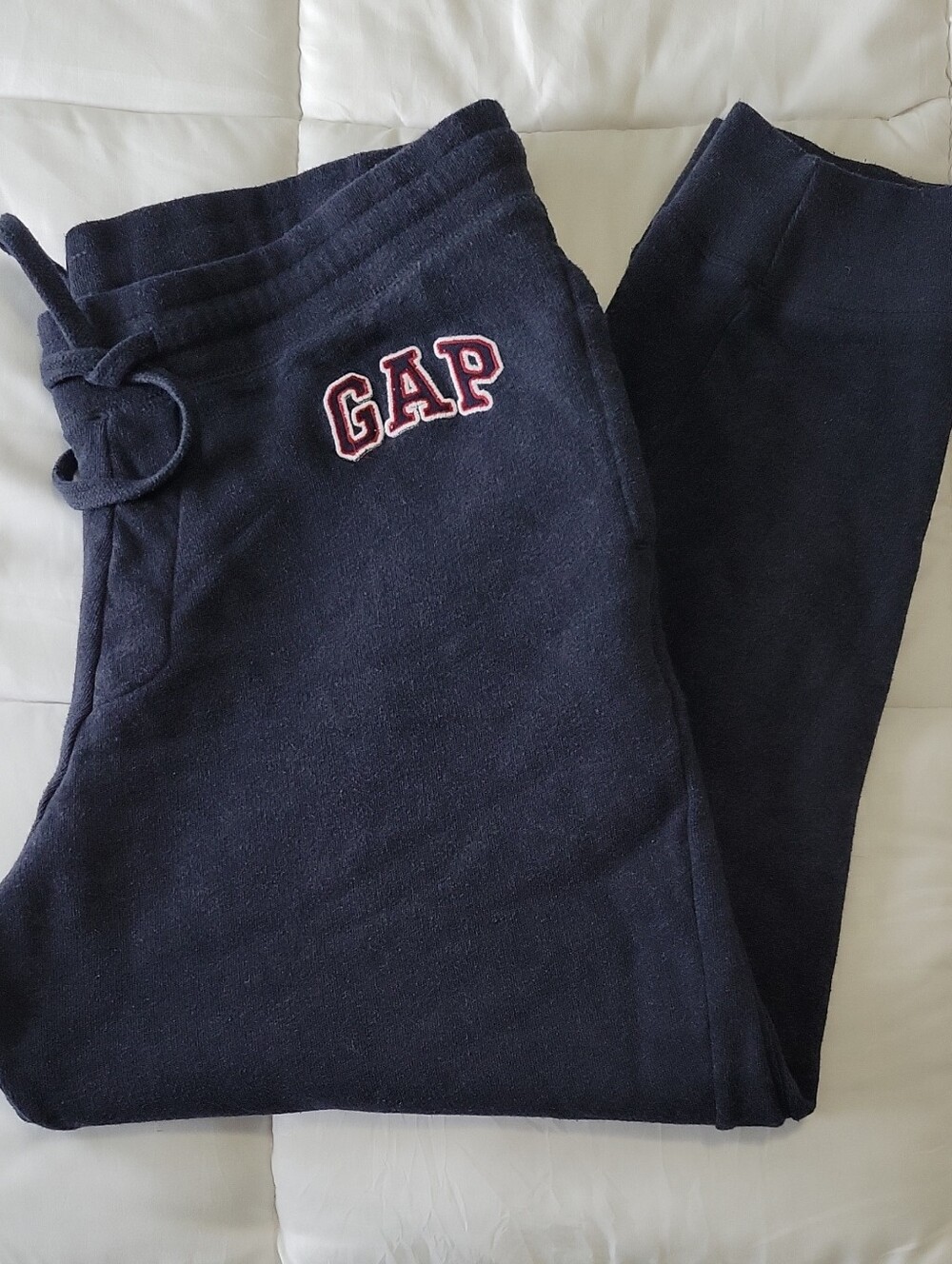 GAP Logo Jogger Sweatpants L Ankle Length Navy Smoke EUC